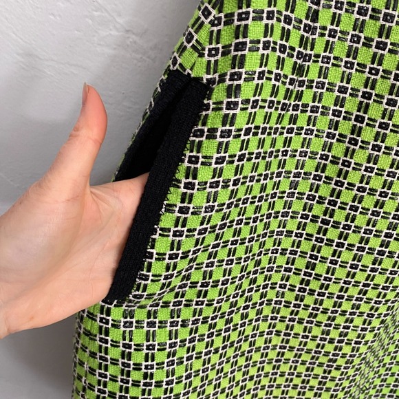 Carven Knit Pencil Skirt Women Size 36 Kiwi Green Black Textured - Picture 4 of 12